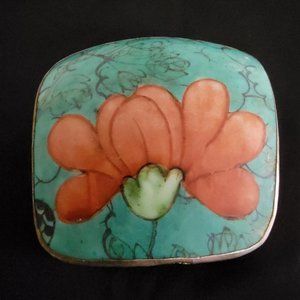 Vintage Lotus Inspired Enamel Trinket Box